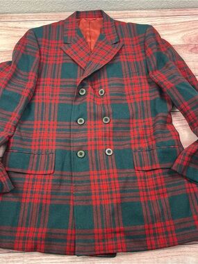 VTG Clubman Blazer Sport Coat 70’s Plaid Men’s 40-42R? Union Made USA Red Green